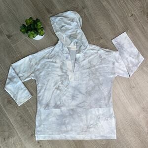 MELLÓDAY Women's Light Gray White Marbled Pullover Hoodie